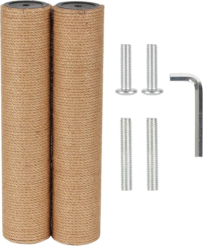 7.4cm 2.91in Diameter Cat Tree Scratching Post Replacement Jute Pole Parts for Cat Tower (13.78in/35cm, M10*2poles)
