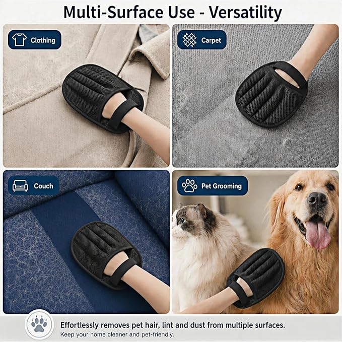 Pet Hair Removal Glove for Cats and Dogs - Electrostatic Pet Hair Remover Gloves, Reusable Magic Brush Tool for Couch, Furniture, Car & Laundry (1 PCS)