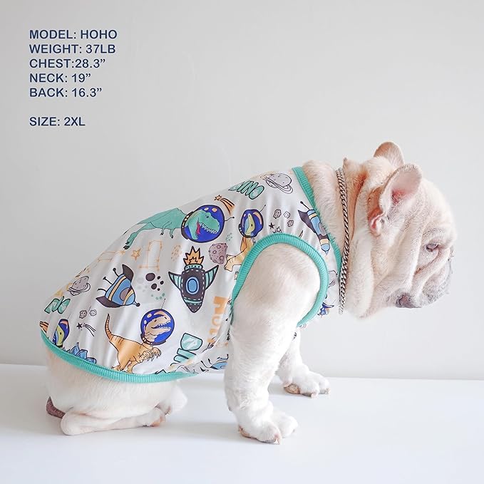 Dog Shirt Tshirt French Bulldog Clothes,Pet Shirts Tshirts Sweatshirt for Dogs Frenchie Corgi Pug Pitbull English Bulldog Clothes Tank Top Cooling Vest for Small Dogs,Dinosaur,S