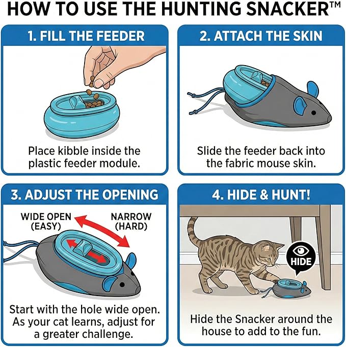 SPOT Doc and Phoebe's Cat Hunting Snacker - Interactive Indoor Treat Dispenser, Encourage Natural Instincts to Hunt, Provide Mental Stimulation, Solve Behavioral Problems & Obesity, Pack of 1 Mouse