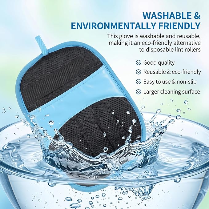 2 PCS Pet Hair Removal Glove for Dogs Cats Reusable Five-Finger Pet Hair Removal Tool Electrostatic Magic Brush Pets Grooming Supplies for Laundry Furniture Couch Carpet Car Seat Home Travel