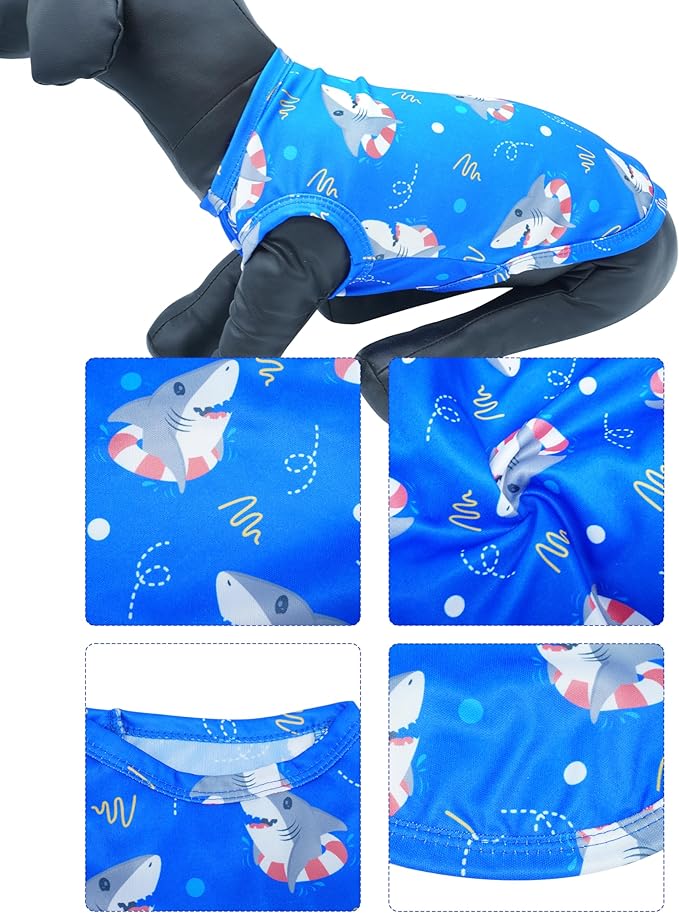 PET SHOW 4 Pack Paw Bone Printed Dog Clothes Shirts Soft Vest Lightweight Sleeveless Cats Doggies T-Shirts Puppies Tank Top Tee for Small Medium Dogs White Black Pink Blue (XX-Large, Blue for Boys)