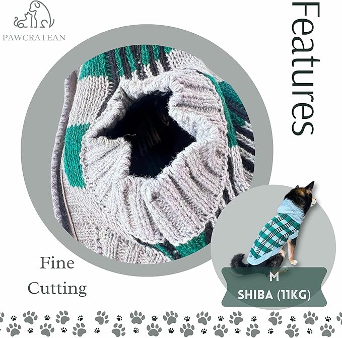 Cute Sweater for Dogs and Cats Soft Flannel Pet Outfit Warm and Cozy Animal Vest Small to Large Pet Clothes for Halloween Parties and Everyday Wear (Large, Green Checkered with Hat)