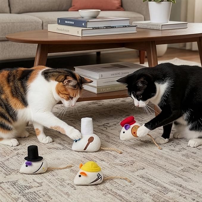 SPOT Mice at Work Cat Toys, Catnip Filled Plush Mice for Indoor Cats, Lightweight Toy Mice with Career Designs, for Single or Multi Cat Homes, 3 in, 6 Count