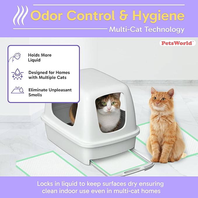 PetsWorld Universal Fit Multi-Cat Pad Refills for Litter Box, Fresh Scented, Ultra-Absorbent, Odor Control, Pack of 400