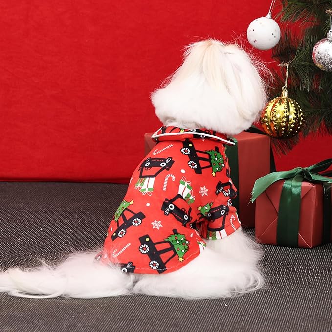 CuteBone Two-Leg Velvet Pet Christmas Pajamas Girl Dog Clothes - Soft, Cozy, and Stretchy Boy Pjs for Small, Medium Dogs and Cats Winter Sleepwear Apparel LTP16XL