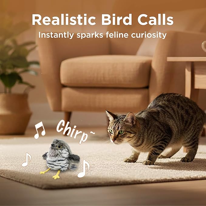 Flapping Bird Cat Toy, Small & Lightweight Catnip Toy for Cats, Interactive Cat Toy with Motion & Chirping Sound for Indoor Cats, Cuckoo Flappy Bird Cat Toy
