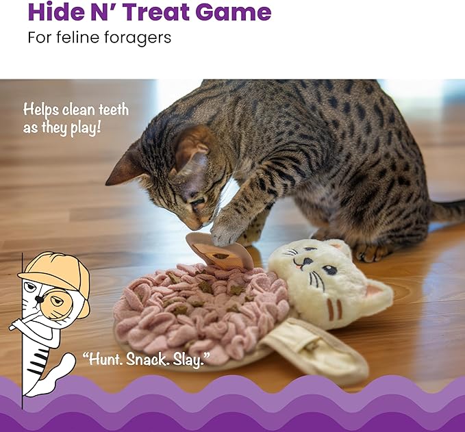Catstages Snuffle Mat for Cats - Interactive Foraging Toy with Hidden Treats, Non-Slip Base, and Hunting Stimulation for Mental and Physical Activity, 8.7" x 6"