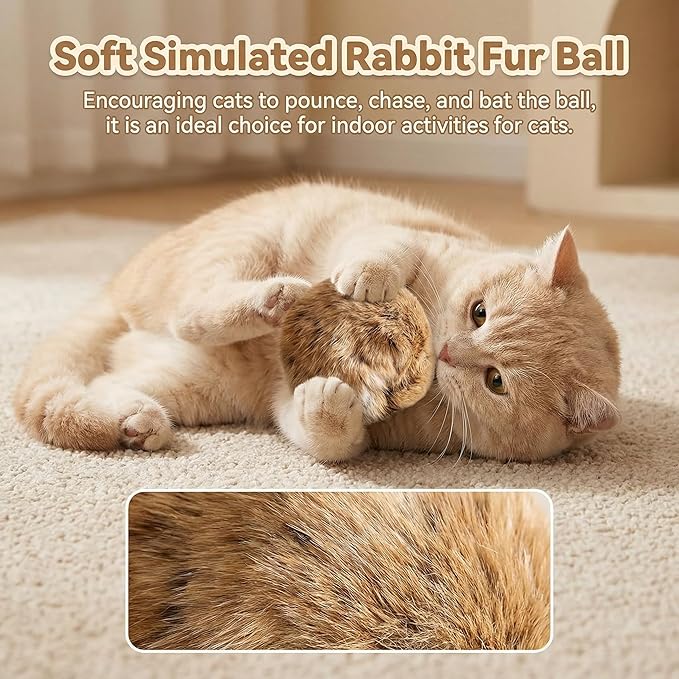 Rabbit Fur Ball Cat Toys,6 Pack Soft Fluffy Catnip Toy Balls for Indoor Cats,3.15 Inch Furry Cat Exercise Ball for Hunting Instinct&Bunny Kicks,Washable Interactive Cat Toy for Chasing & Bonding(6PC)