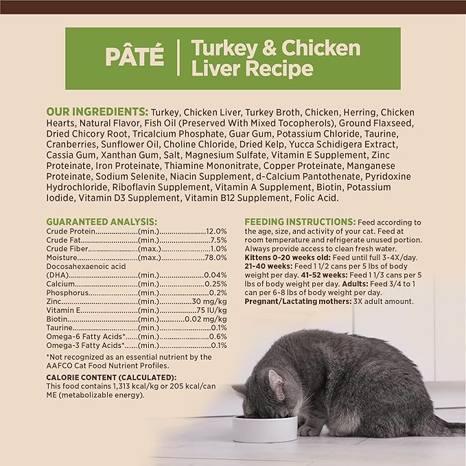 Wellness CORE Pate Kitten Canned Wet Cat Food, Natural, Protein Rich, Grain Free, Turkey and Chicken Liver Recipe, 5.5 oz, Pack of 12 Cans