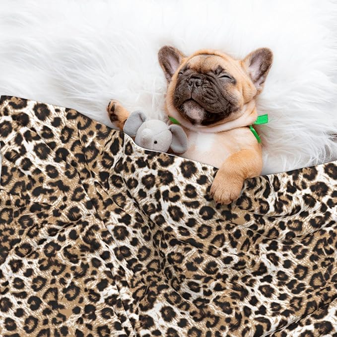 Pet Blanket,Warming Ultra Soft Warming Mat for Indoor Pet Beds & Furniture Reversible Blanket Machine Washable 27.6 * 19.7Inch,Leopard Print