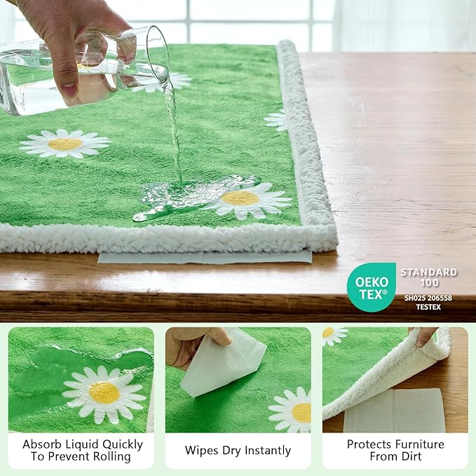 Qeils Pet Blankets for Cats - Waterproof Cat Blanket Washable - Sherpa Fleece Puppy Blanket, Soft Plush Reversible Throw Protector for Bed Couch Car Sofa, 50"X60", Daisy Flower