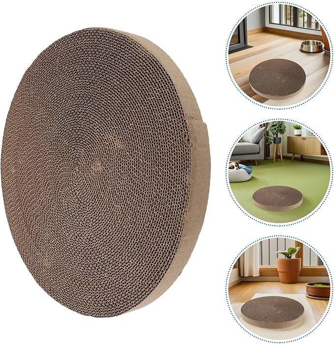 2pcs Cat Scratcher Replacement Pads Circular 34cm Corrugated Cardboard Insert for Cat Scratcher Bed Suitable for Pet Scratching Furniture Refill