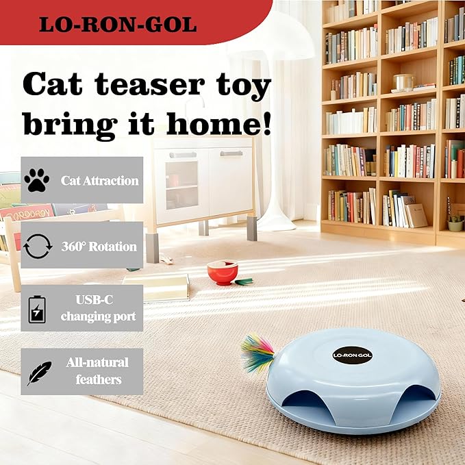 Interactive Whack-a-Mole Cat Toy — Automatic Mushroom Feather Pop-Up Play Toy for Cats, Cognitive Stimulation & Exercise, Durable Pet Entertaining Game (Blue)