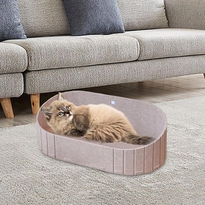 Cat Scratcher Bed Cat Scratching Board Furniture Protector Breathable Cats Kittens Pet Supplies Detachable Comfortable Basket, Beige