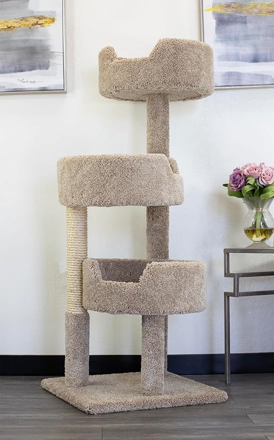 Deluxe Cat Tower with spacious cat perches and scratching post for Large Cats