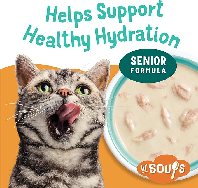 Friskies Purina Grain Free Senior Lickable Cat Food Toppers Lil’ Soups with Skipjack Tuna in a Velvety Tuna Broth - 1.2 oz. Cup,(Pack of 16)