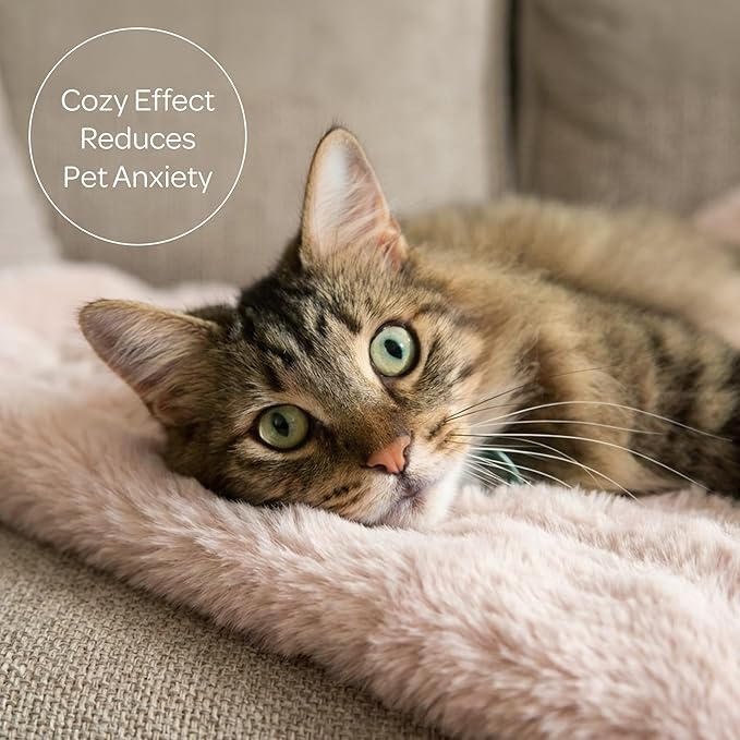 4 Cats & Dogs Pet Faux Fur Throw Blanket – Large 50"x60" Waterproof Dog Blanket, Washable Plush Throw for Cat and Dog, Leakproof Couch & Bed Furniture Protector, Ultra Soft Cozy Pet Blanket - Blush