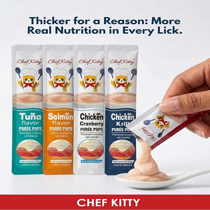 Cat Treats Lickable | Grain-Free Cat Food Toppers, High Protein | Creamy Puree Squeeze Ups with Vitamin E & Taurine, Digestible Formula | 0.5 oz. Each Tube, Chicken Flavor | 10 Tubes