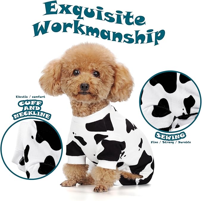 Adorable Cow Print Dog Pajamas – Lightweight, Cozy Four-Legged Outfit for Small to Large Dogs and Cats, Soft and Snuggly Pet Wear for Everyday Comfort and Cuteness.4XL