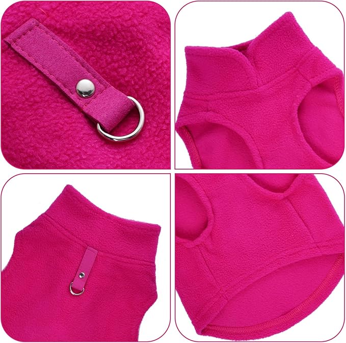 Rbenxia 4 Piece of Rose Red Dog Sweater with Leash Ring Soft Fleece Vest Dog Pullover Warm Jacket Pet Dogs Clothes Winter Dogs Outfits for Small Puppy Cat Pets (Rose Red+Orange+Blue+Purple, Medium)