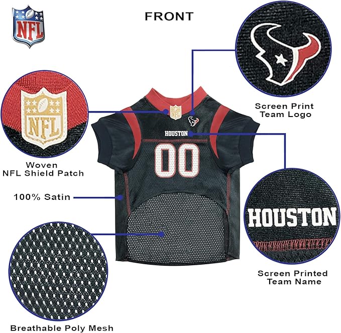 Pets First NFL Houston Texans Dog Jersey, Size XX-Large, Football Shirt Costume for Pet, Dog Sports T-Shirt, NFL Team Clothing for Cats, Licensed Pet Apparel Available in 7 Sizes and 32 Teams