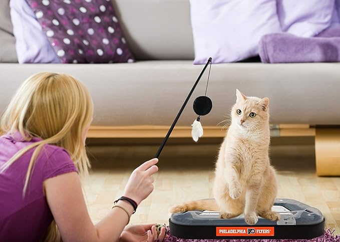 Pets First NHL Philadelphia Flyers Hockey Field 5-in-1 Cat Scratcher Toy with Interactive Cat Ball & Bell