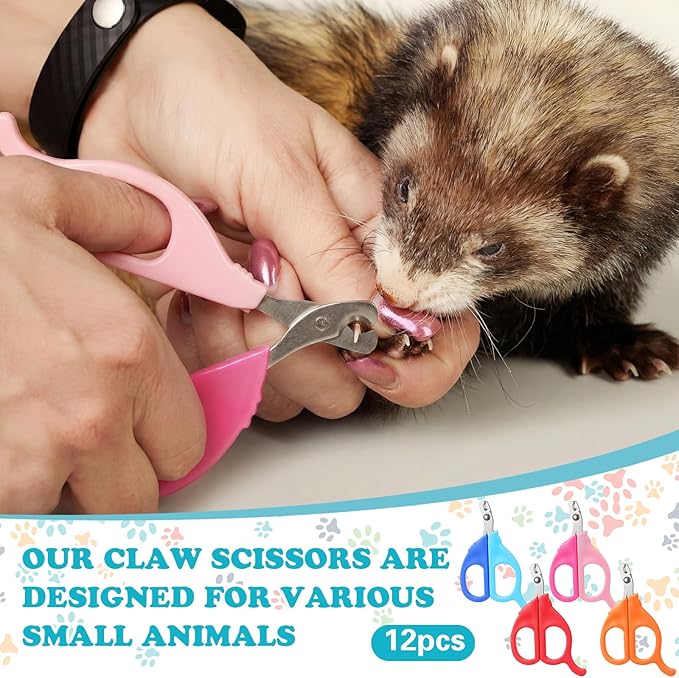 Therwen 12 Pcs Cat Nail Clipper Bulk Cat Nail Trimmer Kitten Claw Clippers Pet Nails Cutter Claw Care for Cats Kittens Bunny Puppy Rabbit Gatos Sharp Safer (Moon-Shaped,Morandi Colors)