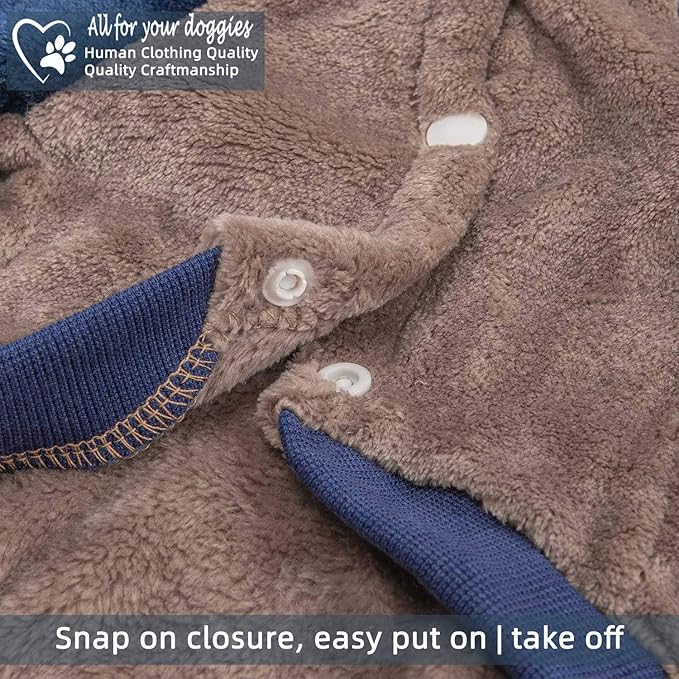 FabriCastle Dog Hoodie Sweater for Small Dogs Boy and Girl, Small Dog Clothes XS XXS Puppy Sweatshirt, Pet Outfit, Cat Clothing Super Soft Warm Snap On Closure (Khaki-Navy, Medium)