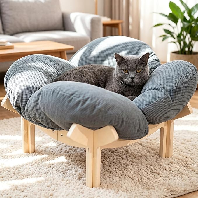 Raised Cat Bed,21" Elevated Cat Bed with Cushion Fluffy Pet Couch Sofa,Stylish Cat Chair with Highly Elastic Soft Cushion for Puppy, Sleeping,Cat Furniture