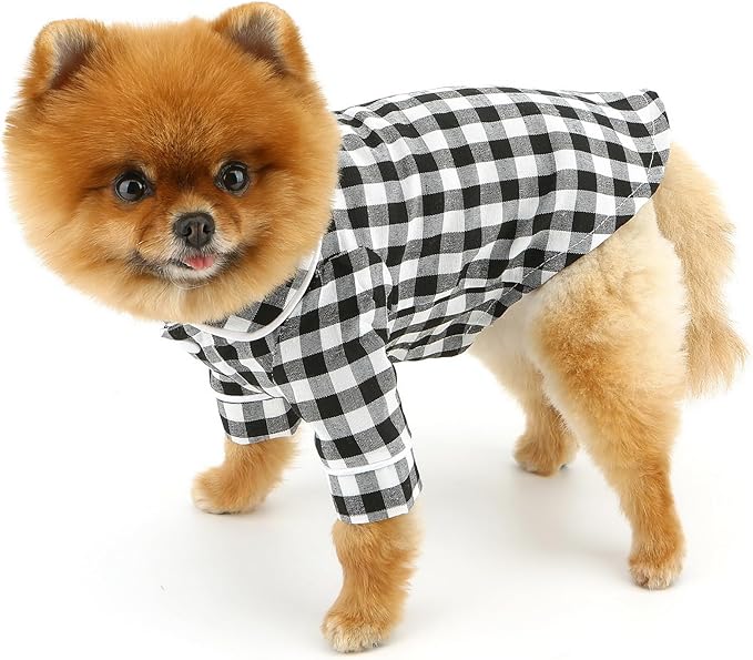 SMALLLEE_LUCKY_STORE Dog Pajamas for Small Medium Dogs Cats Soft Pet Sleepwear Shirts Comfortable Lapel Pjs Loungewear Clothes Bulldog Chihuahua Yorkie Two-Legged Outfit, Black, 4XL