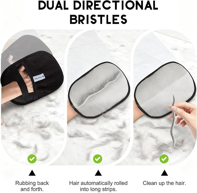 Pet Hair Removal Glove for Cats & Dogs - Upgraded Five-Finger Electrostatic Pet Hair Glove - Reusable Magic Brush Fur Remover Tool for Laundry, Couch, Carpet, Car Seat