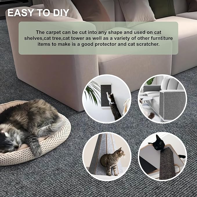 Cat Scratch Couch Furniture Protector, Adhesive Cat Scratch Pad Deterrent for Furniture, DIY Climbing Cat Scratcher Couch Protector from Cat Claws Scratching for Indoor (Grey, 39.3x15.8Inch)