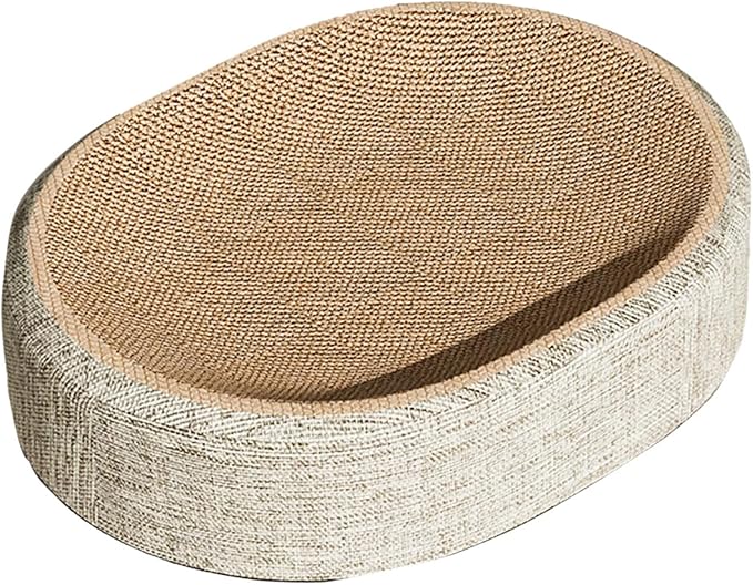 2025 2-in-1 Cat Scratching Bed, 16" Extra Large Scratcher Up to 20lbs, Durble Sisal Sleeping Mat, Resilient Scratching Mat, Oval Cat Scratch Pad, Cozy Sleep Surfce for Indoor Cats