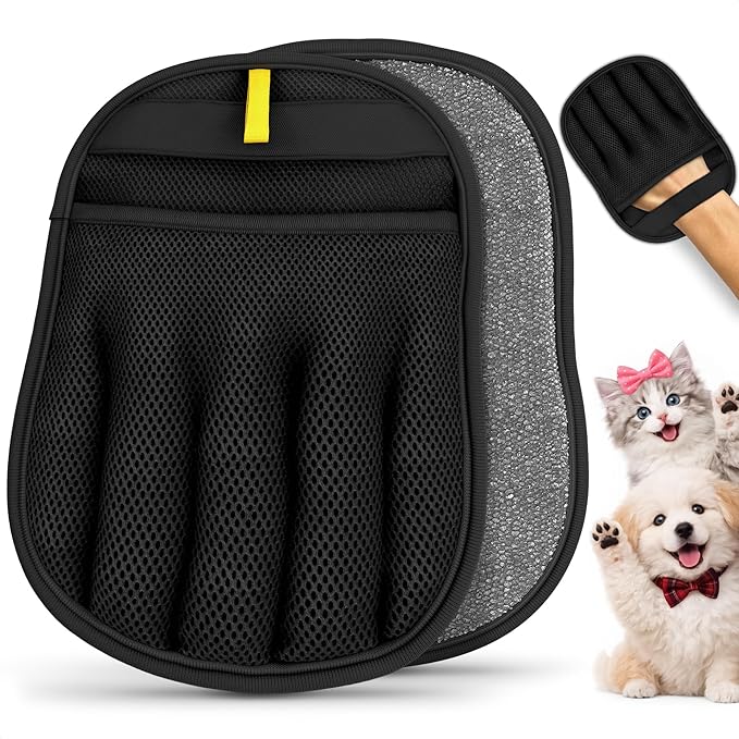 Cat Hair Remover Glove – Electrostatic Five-Finger Fur Remover for Cats & Dogs, Reusable Polyester 9.25"x6.69" for Couch, Carpet, Car Seat, Furniture & Clothing, Quick Pick-Up for Simple Tidying