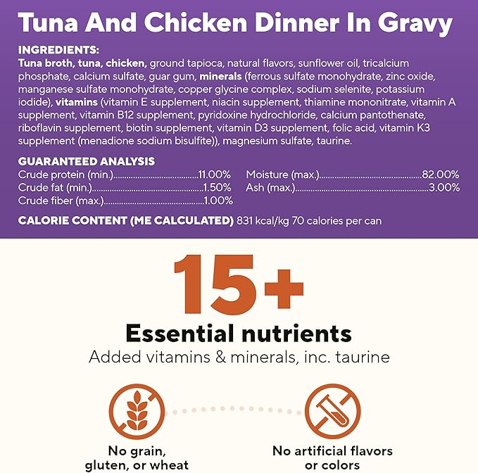 Dave's Pet Food Naturally Healthy Tuna Pate in Gravy Variety Pack Grain-Free Wet Cat Food, 3-oz can, Case of 12