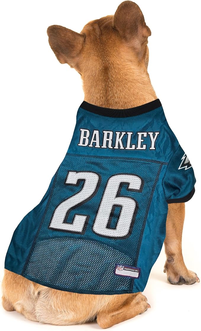 Pets First NFLPA Saquon Barkley Pet Jersey #26, NFL Dog Shirt, Philadelphia Eagles Mesh Jersey, Size Medium