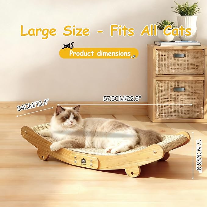 Sisal Cat Scratching Pad, 2 pcs Nartural Sisal Mats, Scratcher Lounge Rocking Beds and Fixed Beds 2-in-1 Cat Hammock