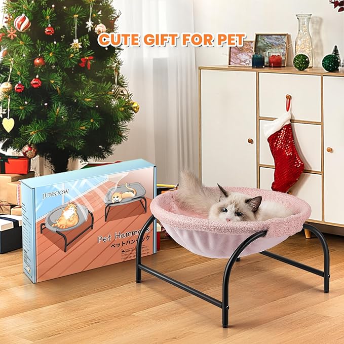 JUNSPOW Cat Hammock Bed - Detachable, Breathable, Easy Assembly Indoors Outdoors, 16.9 in x 16.9 in x 9.5 in