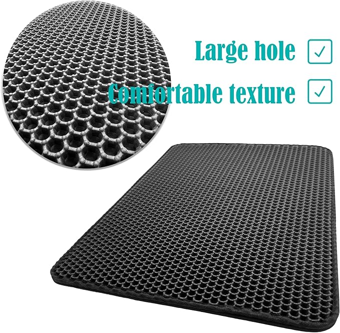 HTTMT- (23.6x18 inch) Pet Supplies Cats Litter & Housebreaking 60X45 Black Cat litter Mat Double Layer Pad Trapper Folding Pad EVA Foam Rubber