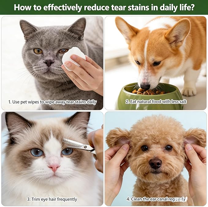 200 pcs Soft Pet Eye Wipes with Aloe Vera Extract, pH-Balanced Gentle Cleansing Wipes for Dogs & Cats, Multi-Use for Eyes,Paws,Ears,Chin Grooming, Suitable for Sensitive Skin