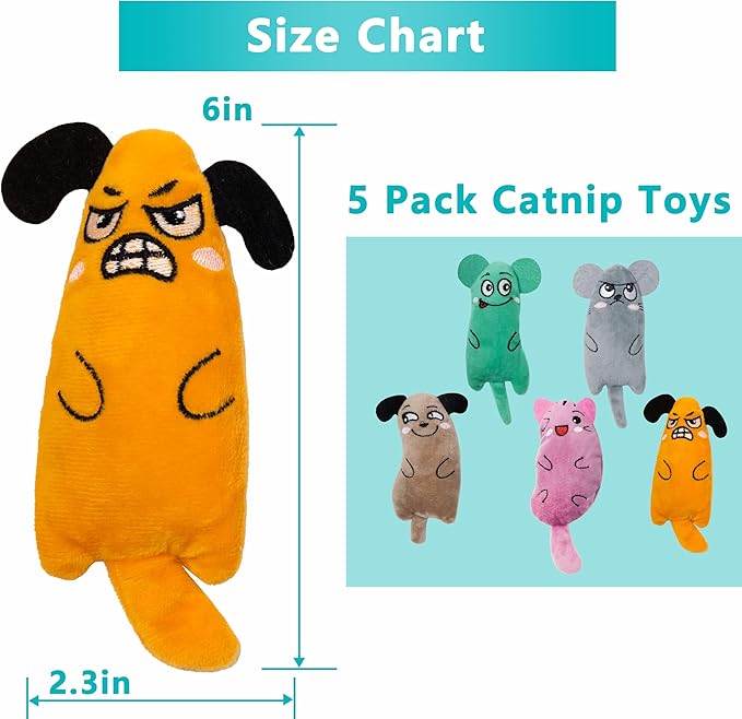 5pcs Catnip Toys, Fun Cat Toys, Bite Resistant, Indoor Cartoon Cat Toys for Cats, Cat Chew Toys