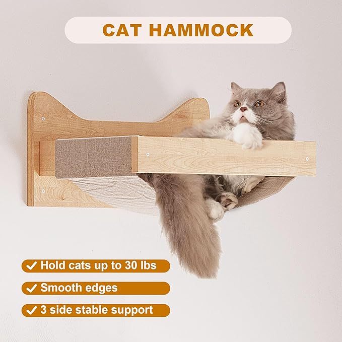 PETKABOO Cat Wall Shelves Cat Wall Furniture with Condo, Hammock, Scratching Pad, Platform and Ladder