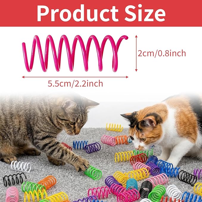 40Pcs 10 Colors Cat Spring Toys Cat Spiral Springs Cats Interactive Toys Kittens Toy Plastic Coil for Indoor Cats Swatting Self-Play Biting Hunting