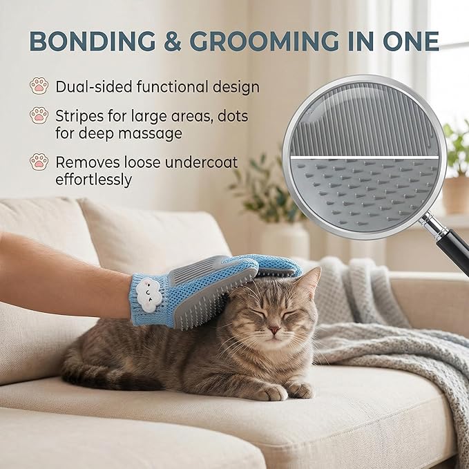 10-Piece Pet Grooming Kit-Dematting Comb,Spray Massage Brush,Pin Brush,Double-Sided Massage Glove,Static Hair Removal Gloves &Washing Machine Pet Hair Remover-Dog & Cat Grooming for Long & Short Hair