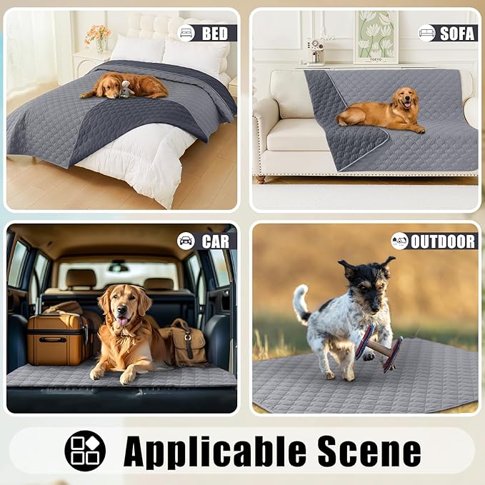 Smiry Waterproof Dog Bed Cover Blanket, Soft Reversible Pet Blanket, Washable Leakproof Cats Dogs Couch Cover for Sofa, Couch, Furniture (40x50 Inch, Grey/Dark Grey)