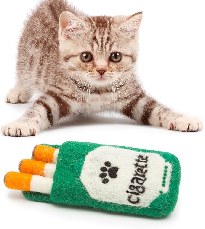 Glaciart One Catnip Joint & Leaf Cat Toy Set | Cat Crack for Funny Kittens, Stimulating Toys for Boredom, Exercise & Play | Filled w/Organic Catnip to Excite/Calm Kitty | Organic Idea