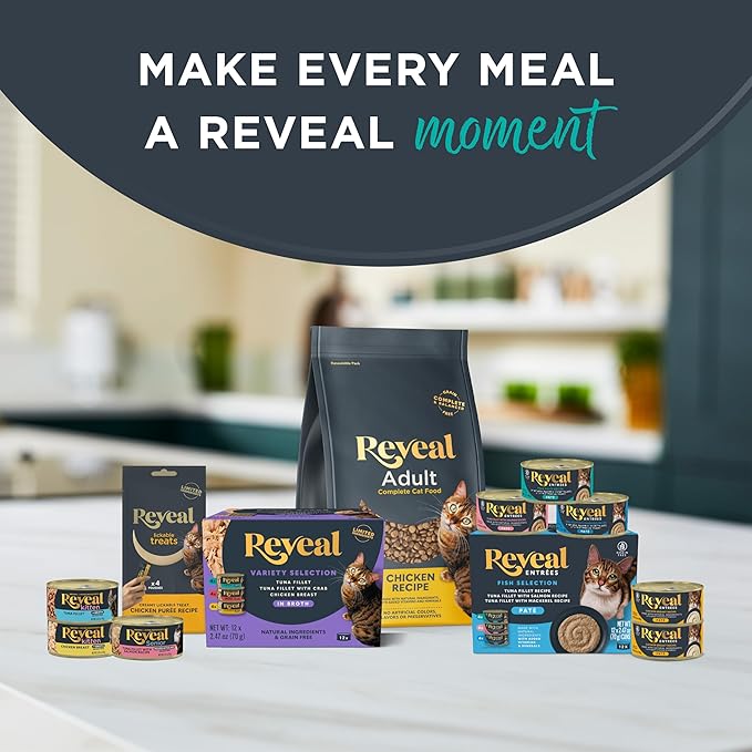 Reveal Entrées Natural Wet Cat Food, Grain-Free with Added Vitamins & Minerals, Carrageenan-Free and High Protein, Chicken Breast with Duck in Broth (24 x 2.47 oz Cans)