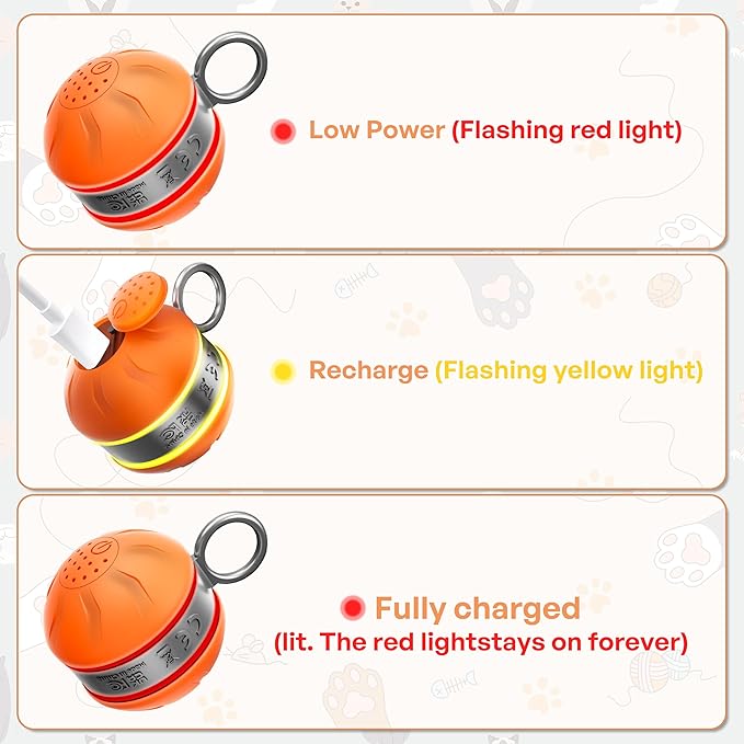 Automatic Cat Ball Toy,Self-Moving Interactive Cat Toy with Bird Chirping Sounds,3 Play Modes,USB-C Rechargeable – Electronic Cat Toys for Indoor Cats & Essential Pet Cat Supplies