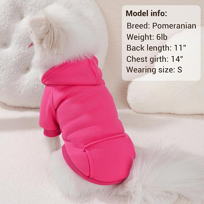 Pet Hoodie Dog Sweater for Small Dogs Girl Boy, Winter Puppy Sweatshirts with Pockets Hood, Warm Fleece Lined Dog Clothes Chihuahua Coat Clothing Puppy Cat Custume, Small